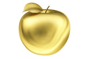 Apple. 3D. Gold apple