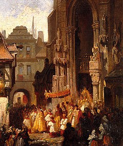 Corpus Christi procession. Oil on canvas by Carl Emil Doepler